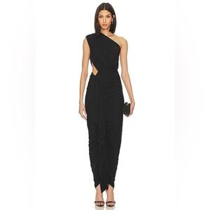 SUPERDOWN • Juliet Ruched Black Cutout Dress
